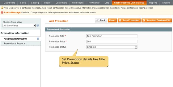 Magento Extension: Magento Gift Promotions on Cart Total