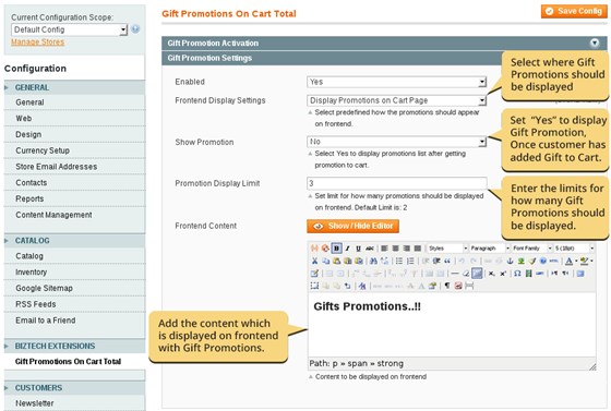 Magento Extension: Magento Gift Promotions on Cart Total